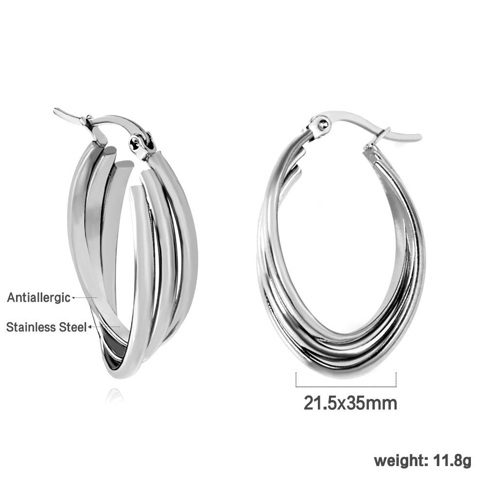 Luksusowe europejskie i amerykańskie kolczyki koła ze stali nierdzewnej z koralikami ze stali