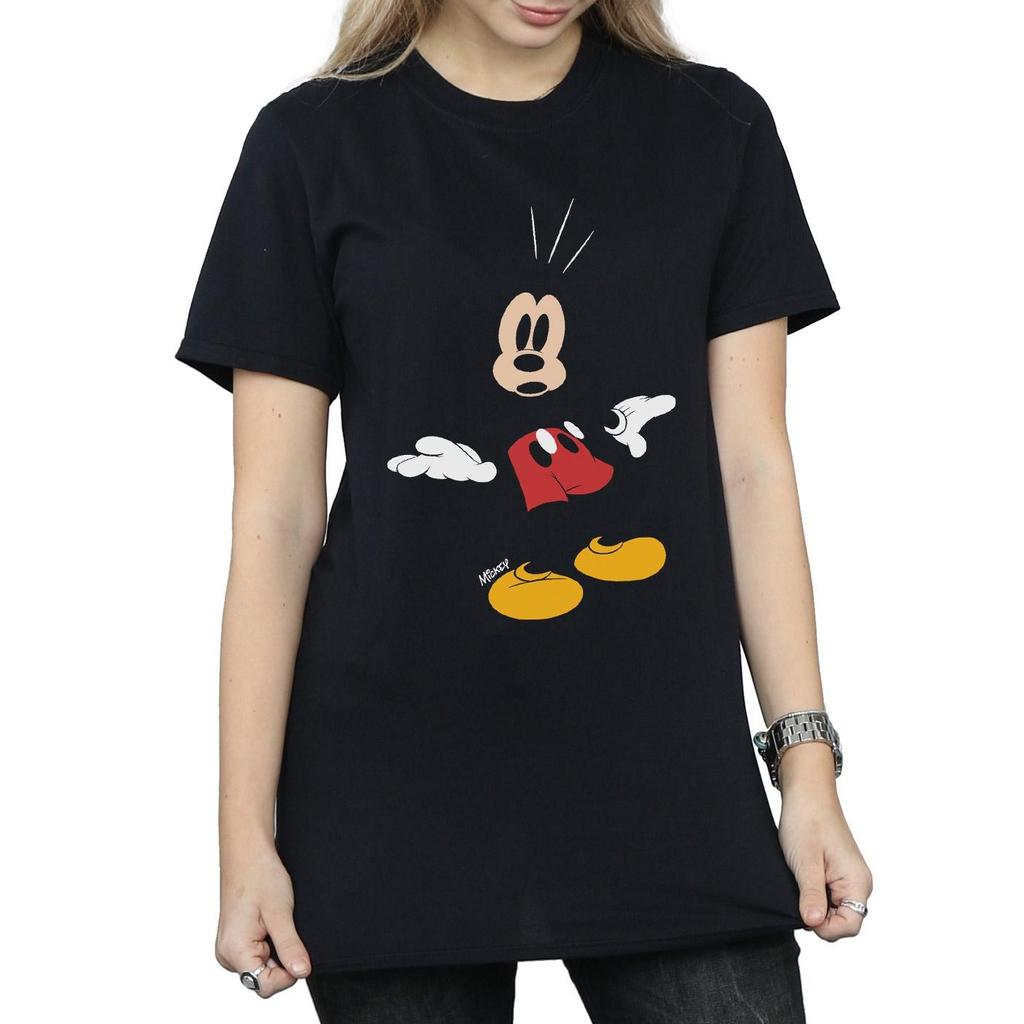 Disney Womens/Ladies Mickey Mouse Surprised Cotton Boyfriend T-Shirt
