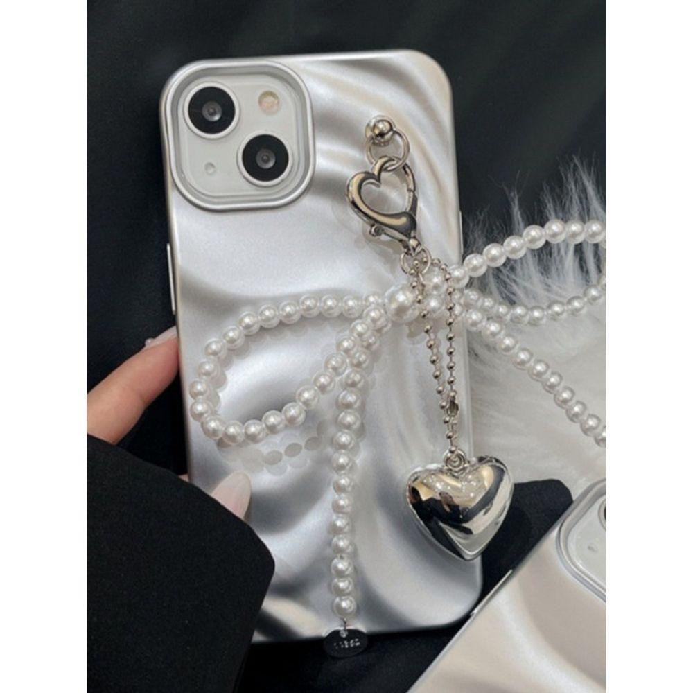 bookaz [буказ] Брелок с жемчужной лентой и смелым сердцем Pearl Bold Heart Keychain