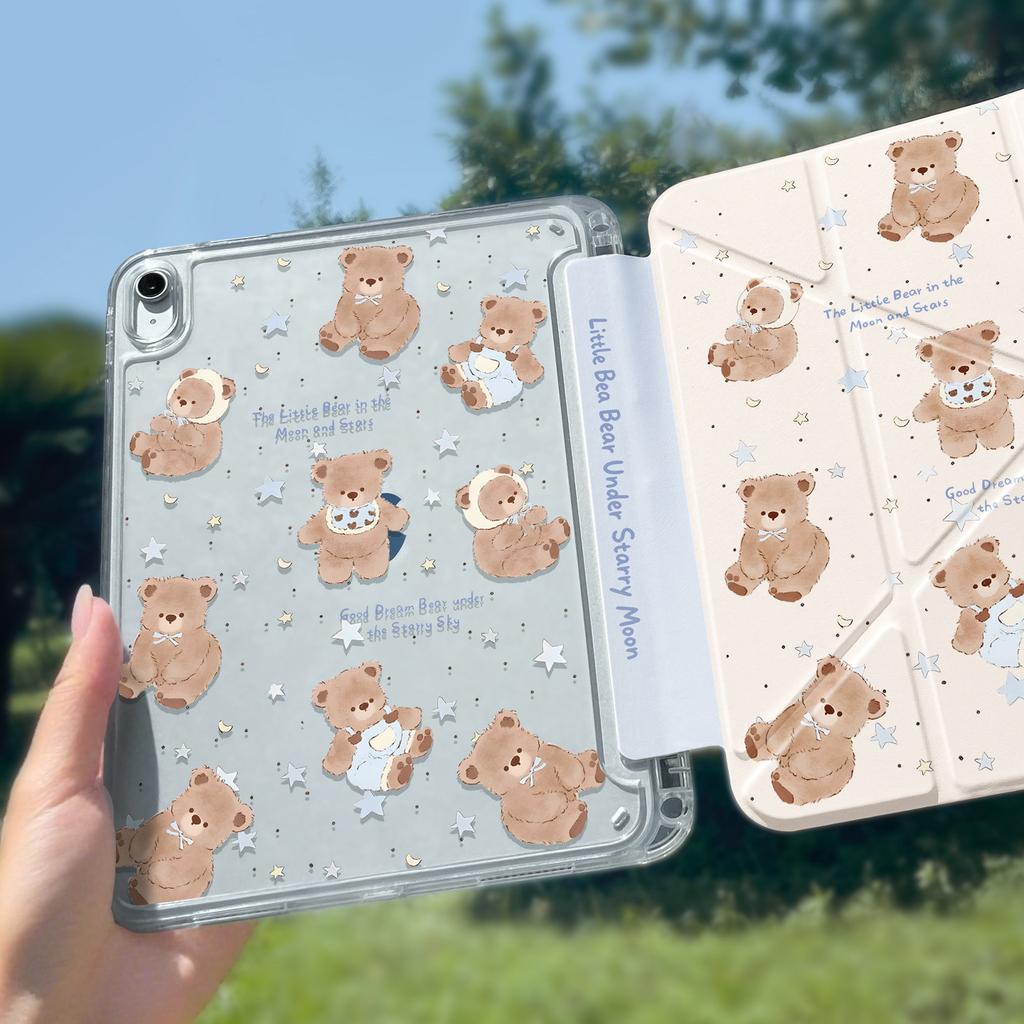 1111 new ipad11 tablet protective case air1/1/1 case with pen slot 1 bear inch a11 transparent and sweet 1y