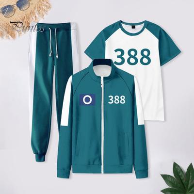 3 szt./zestaw dziecięcy strój do gry cosplay casualowy płaszcz spodnie sportowy strój dopasowujący kolory odzież sportowa koreański serial telewizyjny drewniany człowiek kostium