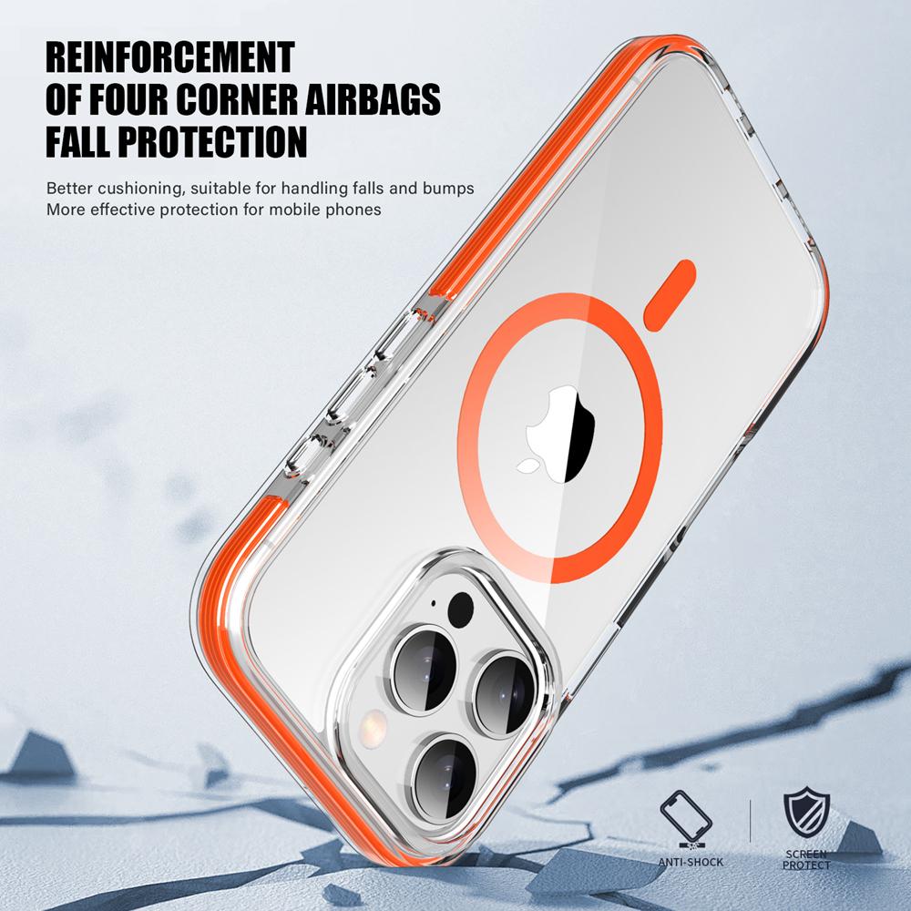 KEYSION Transparente Hülle für MagSafe für iPhone 16 Pro Max Bunte Kollision Stoßfeste Telefonabdeckung für iPhone 15 Pro Max