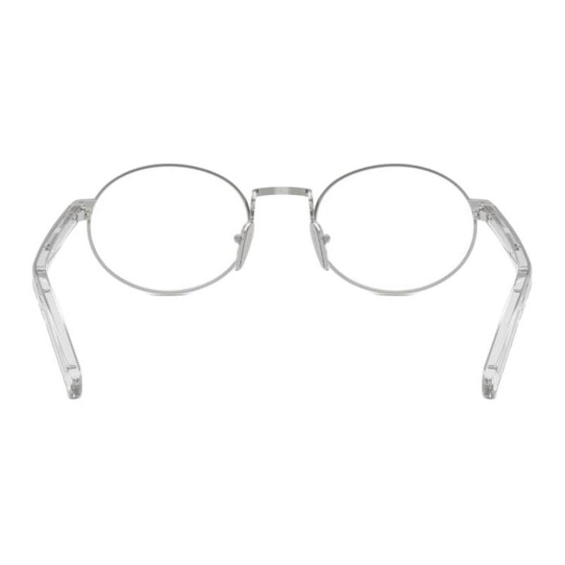 Prada Brand Logo Metal Oval Optical Frame Women's Silver Silver 52/21/145 Basic Packaging-glasses Case + Packaging Box