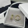 Di Jia Antique Bronze Wheat Ear Letter Stud Earrings - Women's Retro Style with Full Diamond Detailing