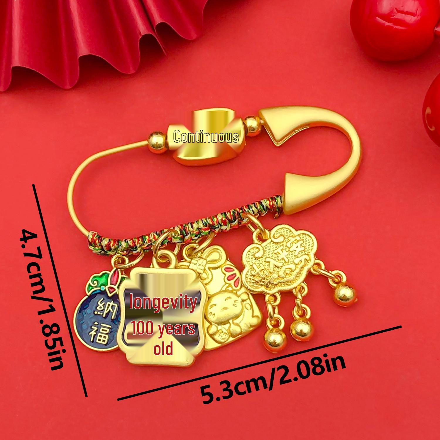 Gold Beast Family Calming Brooch: Good Luck Safety Pin for Pregnant Women and Babies Red Ancient Gold Brooch
