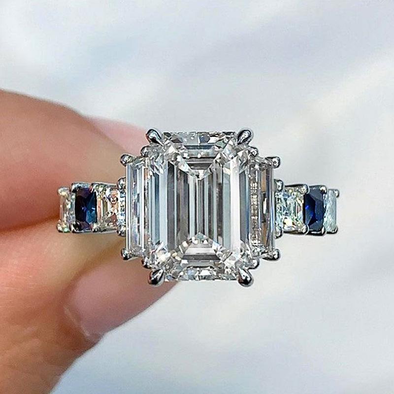 Ny Glitrende Firkantet Geometrisk Design Ringlys Luksus Personlig Mote Stil Forlovelses- og Bryllups Tilbehør