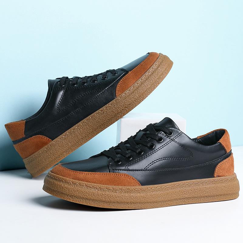 Men's Shoes Board Shoes 2025 Men's Lightweight Casual Leather Shoes Low-top Retro Sports Shoes Wear-resistant Wear-resistant Non-slip