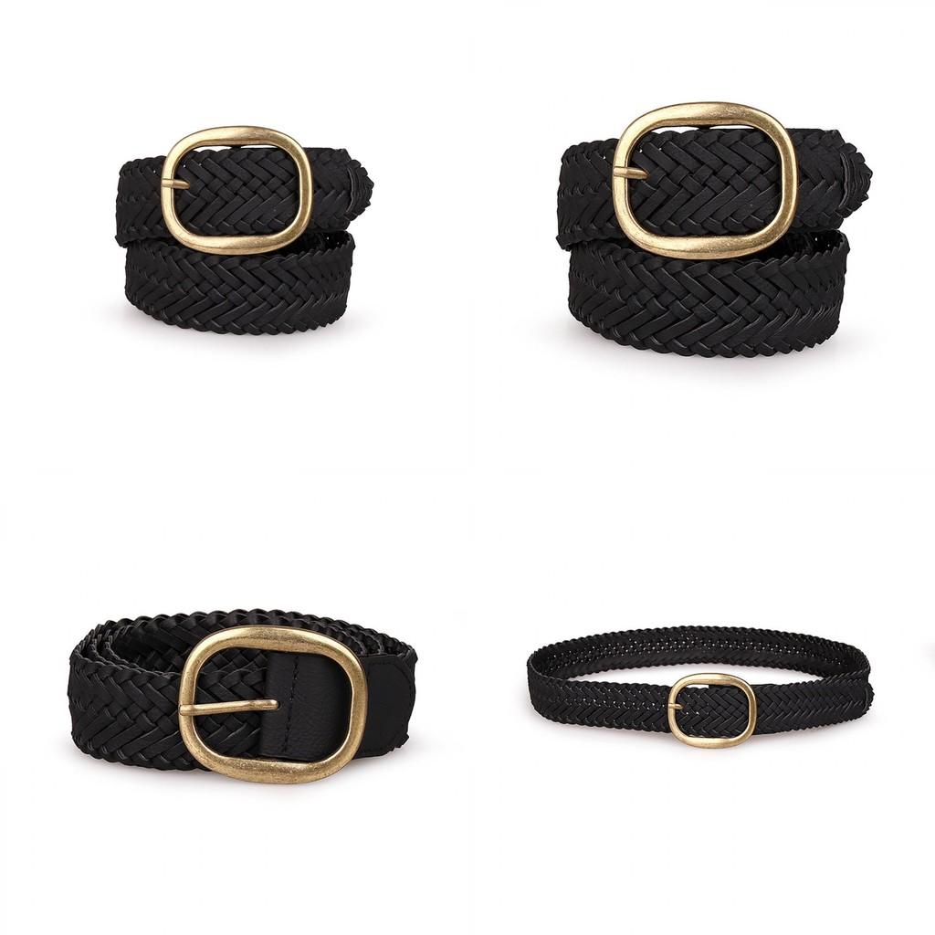 Unisex Casual Woven Belt With Needle Closure And Mesh Element For Office And Leisure Use