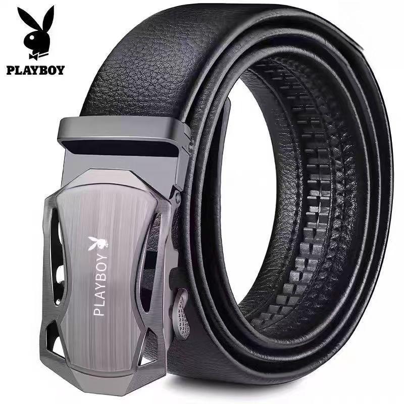 Playboy Men's Genuine Leather Automatic Buckle Belt - Business & Casual Fashion