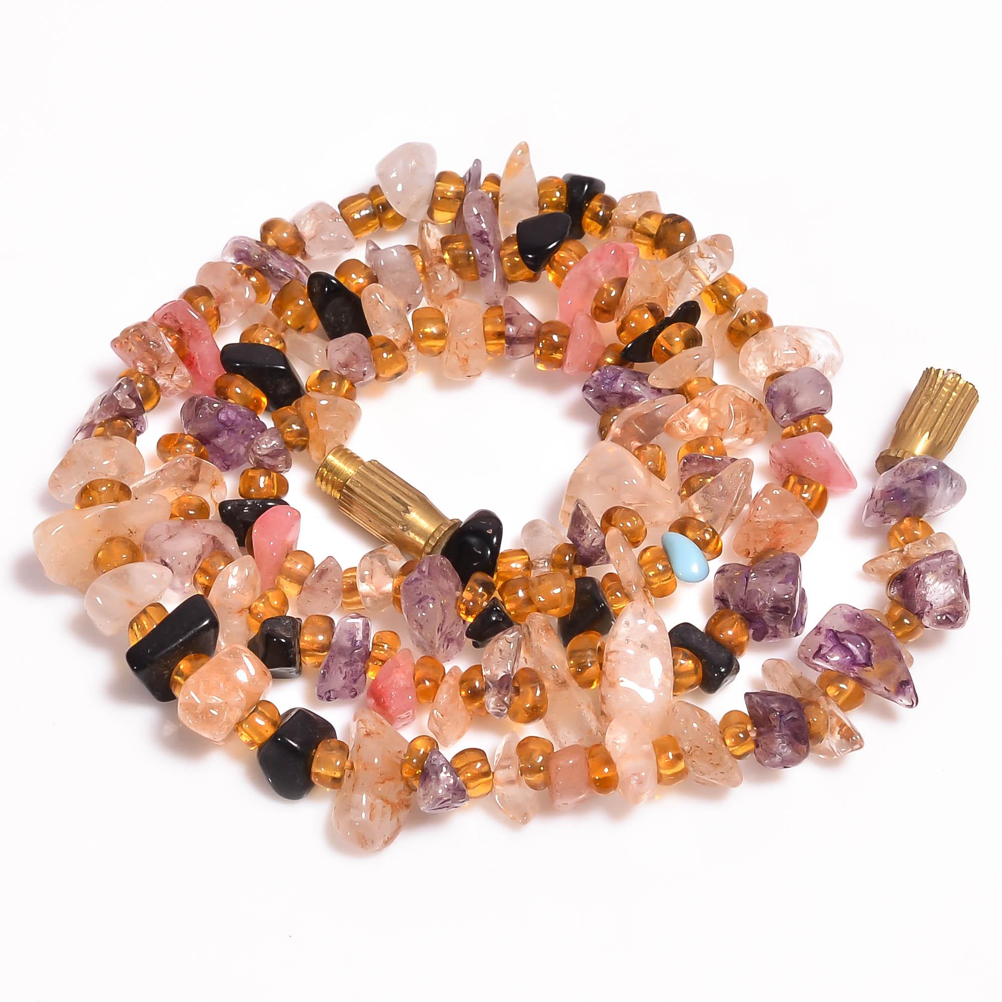 

Натуральный Розовый Кварц Аметист Цитрин Неограненные Бусины Ожерелье 3-10 мм 17 UB-8393 UB-8393