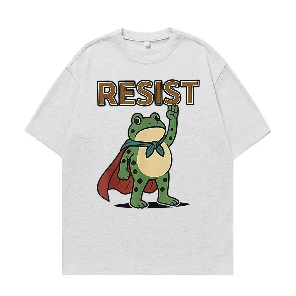 Funny Resist Portland Frog Protest Against Classic T Shirt Unisex Fashion Humor Loose Oversized Tshirt Men Summer Tops Tshirts