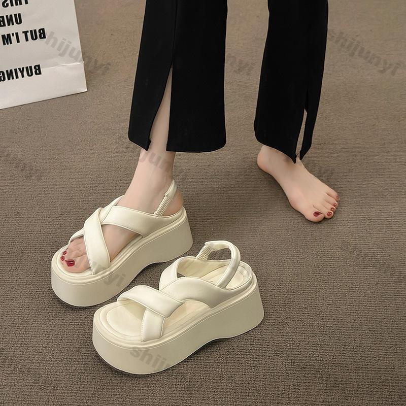 Fashion Girls' Roman Sandals 2025 Summer New Platform Height Increase Soft Sole Beach Shoes Outdoor Fashion Comfortable Casual Shoes