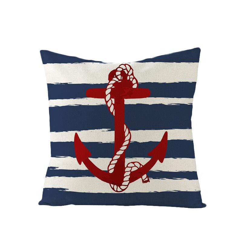 Nordic Retro Polyester Printed Pillow Cover Blue Anchor Animal Sofa Cushion Pillow Cover Home Furnishings