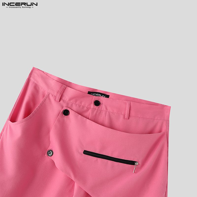 INCERUN Herren Reißverschluss Taille Taschen Unregelmäßige Patchwork Lässige Lange Hosen