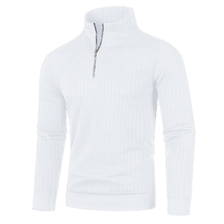 Spring and Autumn Men's Half High Collar Zipper Knitted Sweater Loose Sweater Casual Long Sleeve Knitted Sweater
