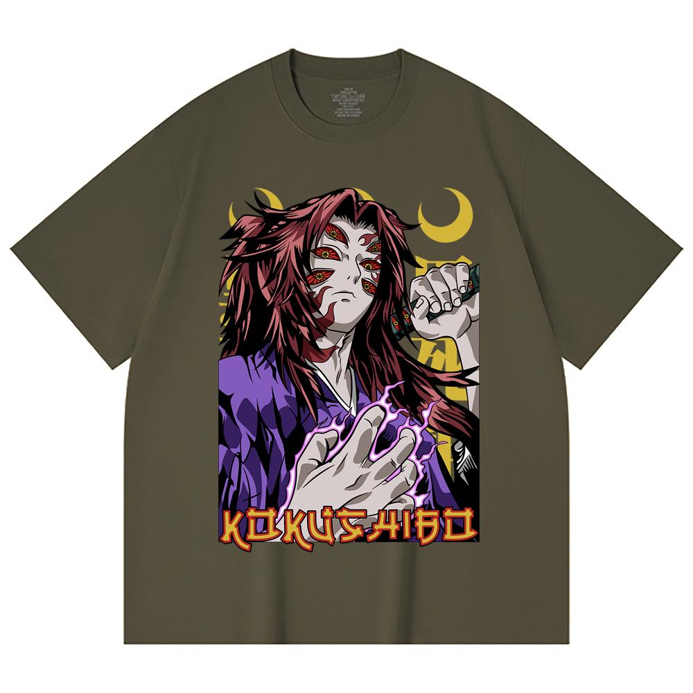 230 Gsm 100% Cotton Demon Slayer V105 Kokushibo Print Unisex Heavy Cotton T Shirt