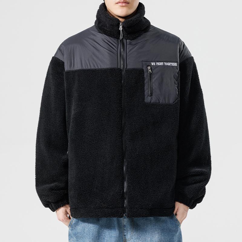 Thick Cotton-padded Jacket for Men's Autumn and Winter New Thickened Thermal Cotton Jacket for Men's Splicing Stand-up Collar Cotton Jacket