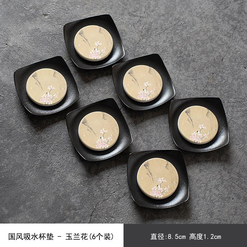 New Chinese Style Water Suction Tea Coasters Creative Pattern Coasters Antique Anti-scald Home Kung Fu Tea Ceremony Accessories