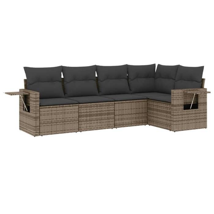 VidaXL Salon de Jardin avec Coussins 5 pcs, Canapés de Terrasse, Ensemble de Meubles de Patio, Mobilier d'Extérieur, Gris 3220129