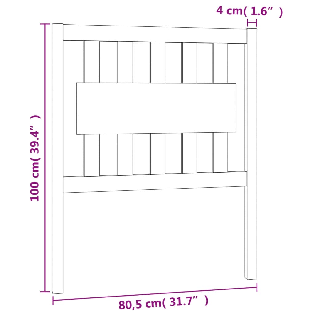 Headboard Gray 80.5x4x100 cm Solid Pine Wood