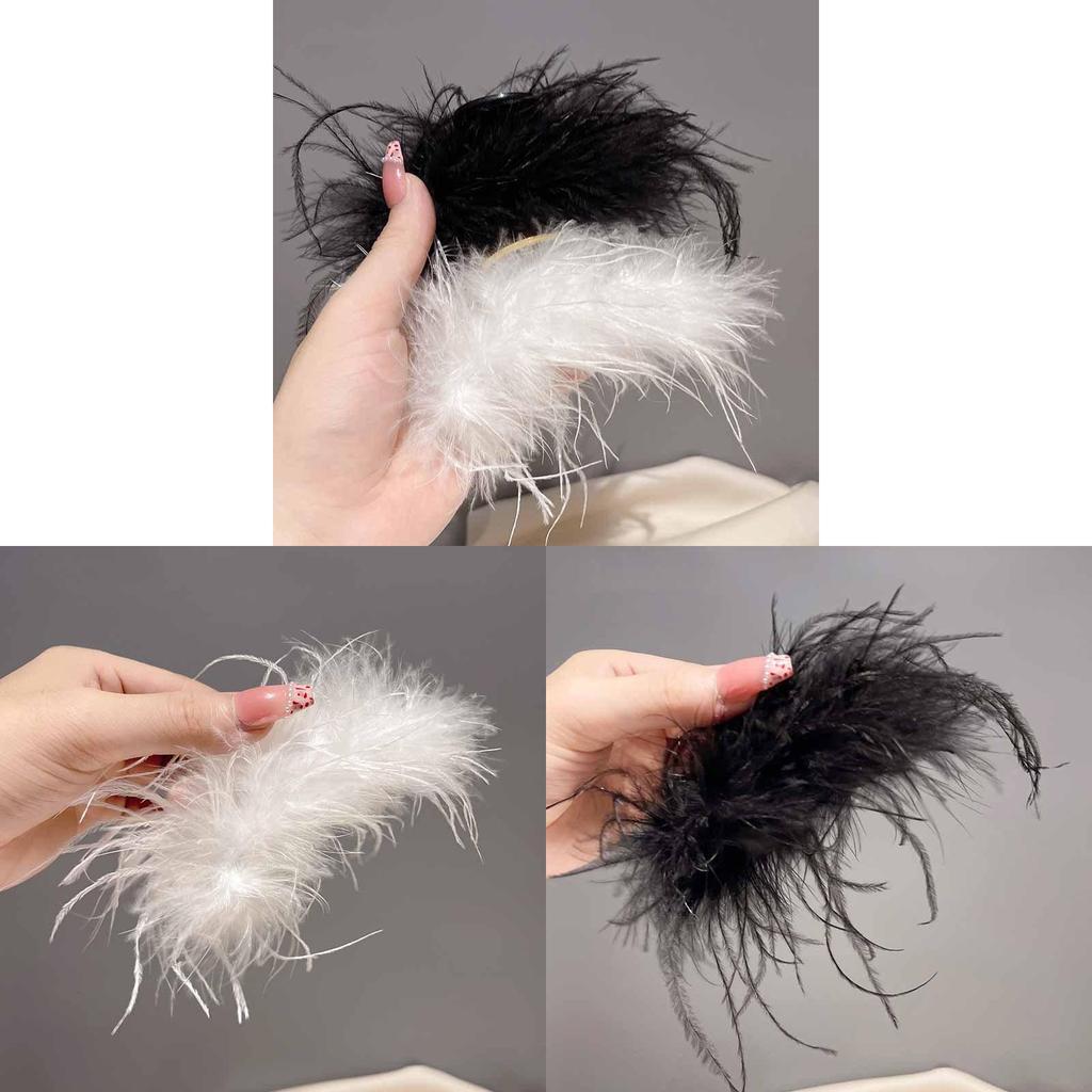 Black And White Feather Hair Claw Hairpin For Stylish Women Summer