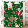 Tu Christmas Shower Curtain Santa Claus Reindeer Holiday Bathroom Decor Festive Xmas Home Decor Waterproof Shower Curtain Set