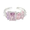 [Sugar Heart Honey Words] Qixi Festival Love Pink Zir*****Pen Ring Girl Color Treasure Sweet Stacked High Sense Ring