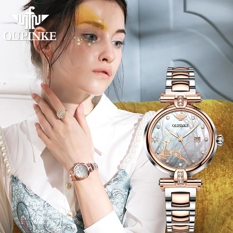 OUPINKE Montres Marque de Mode Montre Mécanique Automatique Étanche Montre pour Femme