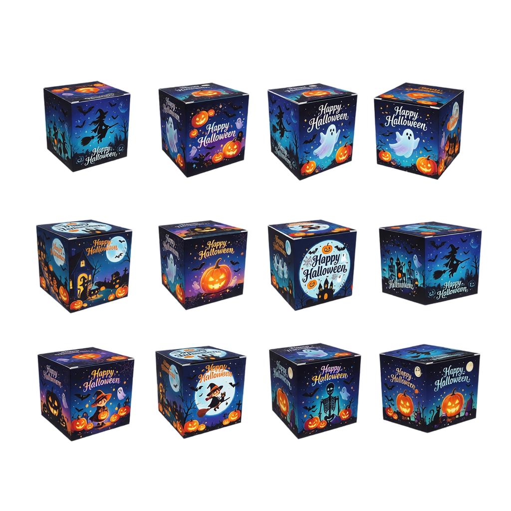 Halloween Treat Boxes Paper Candy Snack Packaging Decorative Party Supplies for Event Table Setup and Themed Occasions 12 Pack