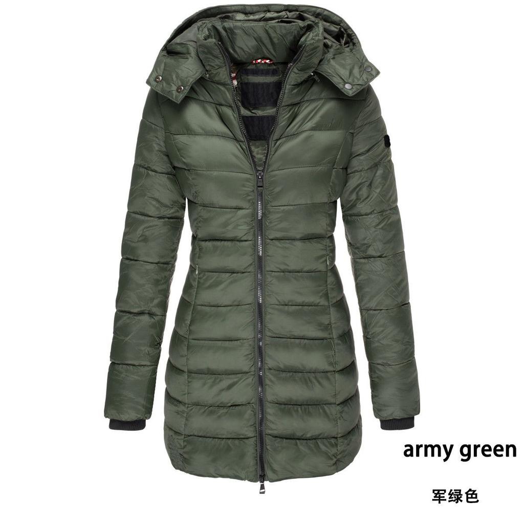 Women's Winter Warm Collar Hooded Long Coat With High-quality Zipper Closure Clothes Sale