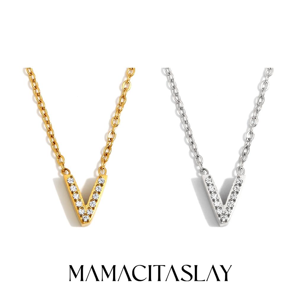 

MamacitaSlay Classic 316L Stainless Steel Letter Necklace Waterproof 18K Gold Plated Jewelry Women s Elegant Neck Jewelry Gift Silver