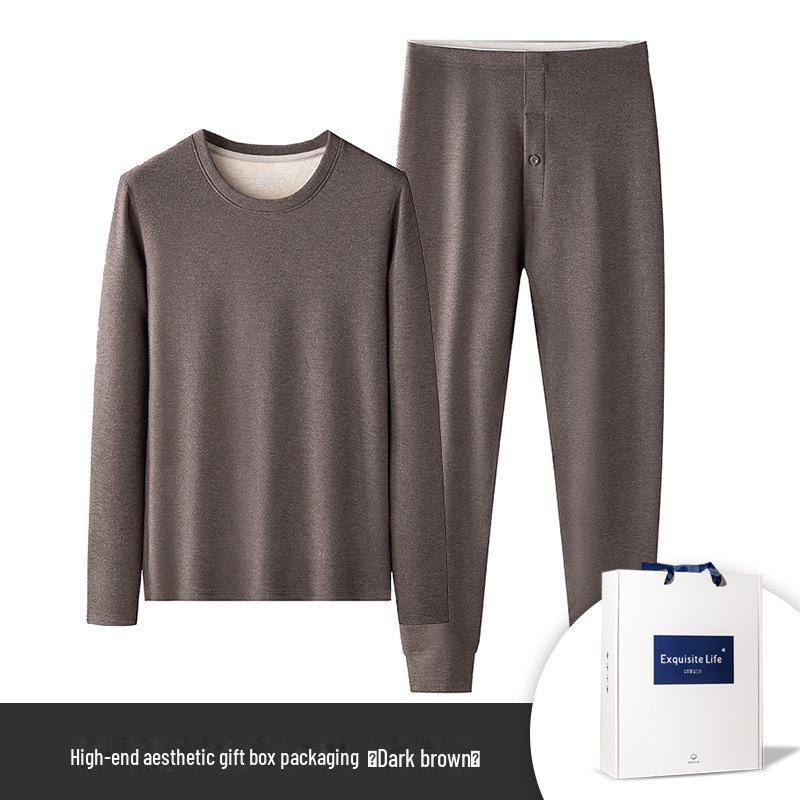 [Extra Warm] Men's Mulberry Silk Wool Thermal Underwear Set for Fall/Winter