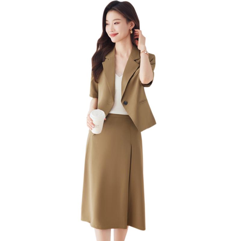 Women's Black Short-Sleeve Slim Fit Summer Blazer