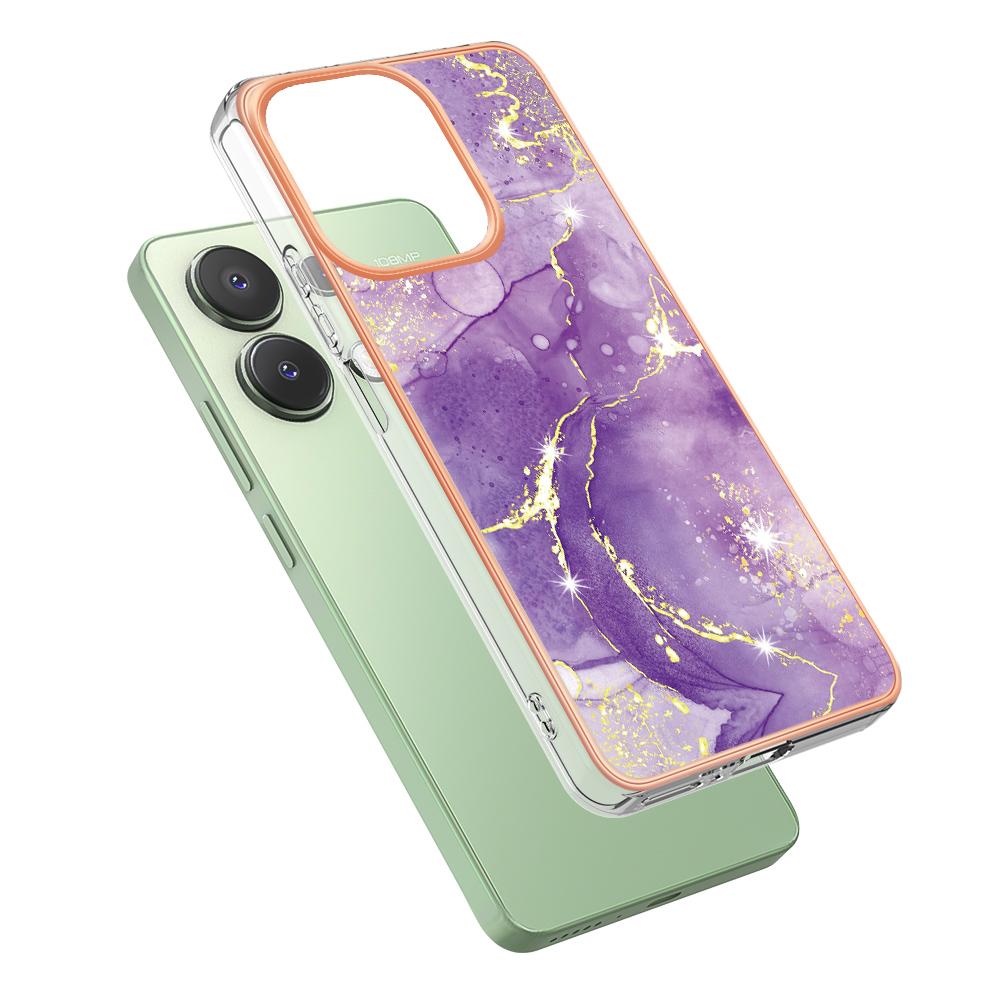 For Xiaomi Redmi Note 13 4G TPU Case with IMD Marble Pattern Electroplated Back Cover