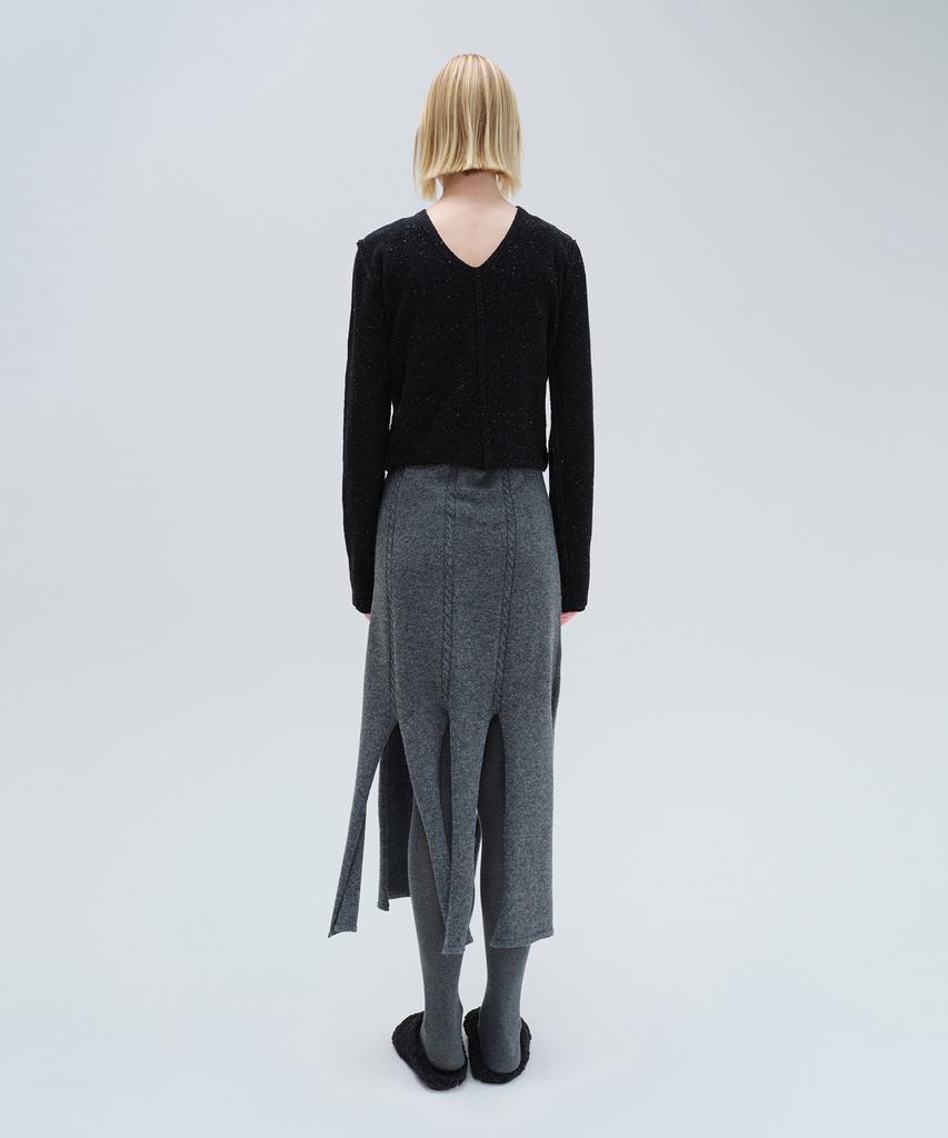 Daiaegeuneol Unbalance Slit Knit Dress (Charcoal)