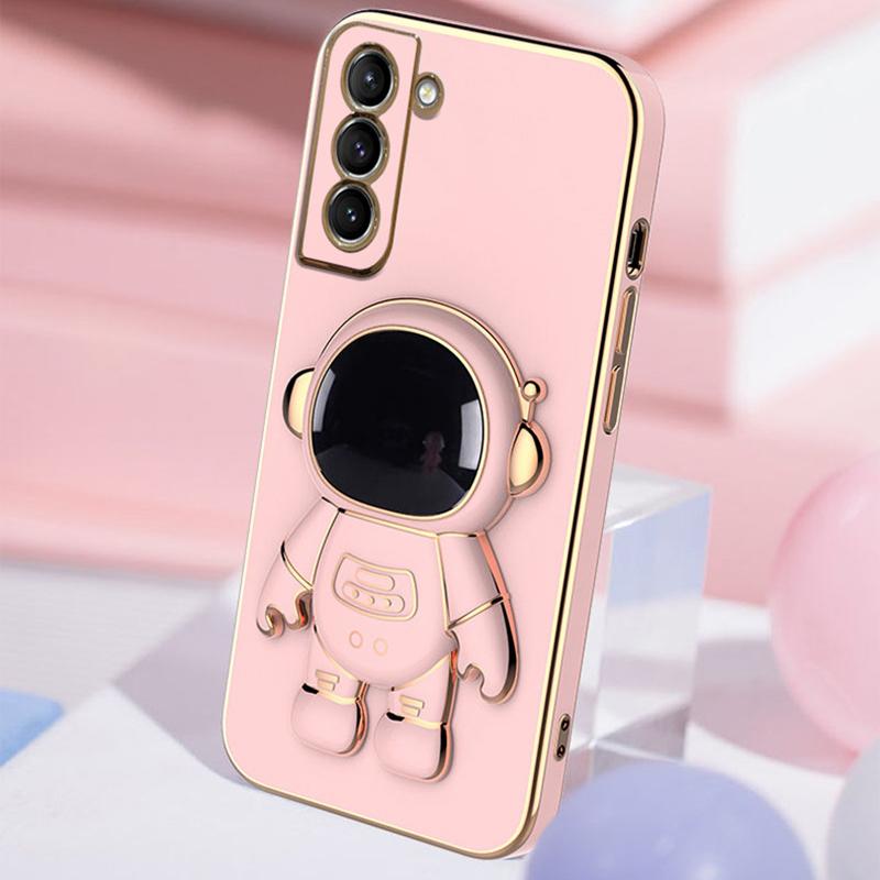 For Samsung Galaxy S23 Astronaut Phone Case Electroplating TPU Shockproof Cover