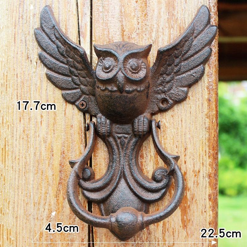Retro Owl Door Knocker Cast Iron Craft Iron Door Ring European Style Animal Villa Home Entrance Decoration Wall Ornament