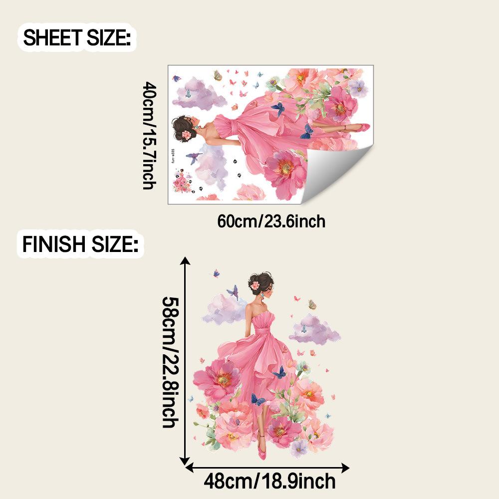 

Креативные наклейки на стену с феей цветов и бабочками из облаков для украшения и благоустройства гостиной и спальни