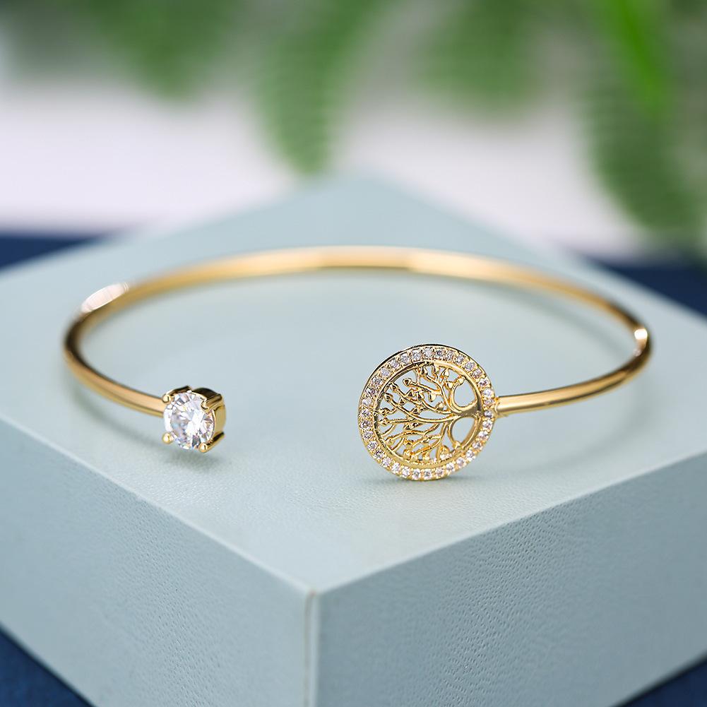Accessories: Hollowed Life Tree Bracelet for Women, Personalized Opening, Adjustable Rhinestone Bracelet