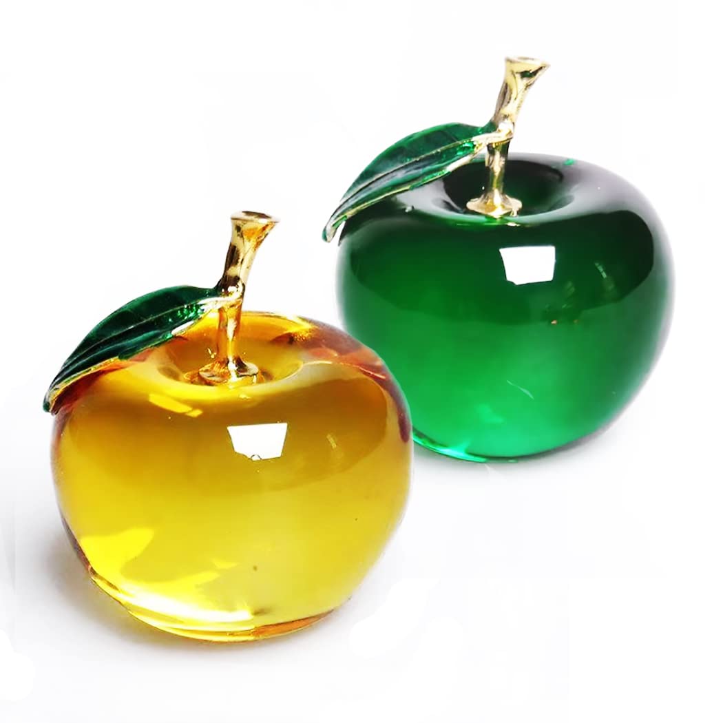 

Хрустальная стеклянная фигурка яблока, предмет фэн-шуй, предмет интерьера, ловцы солнца, подарок на удачу (Желтый и зеленый)
