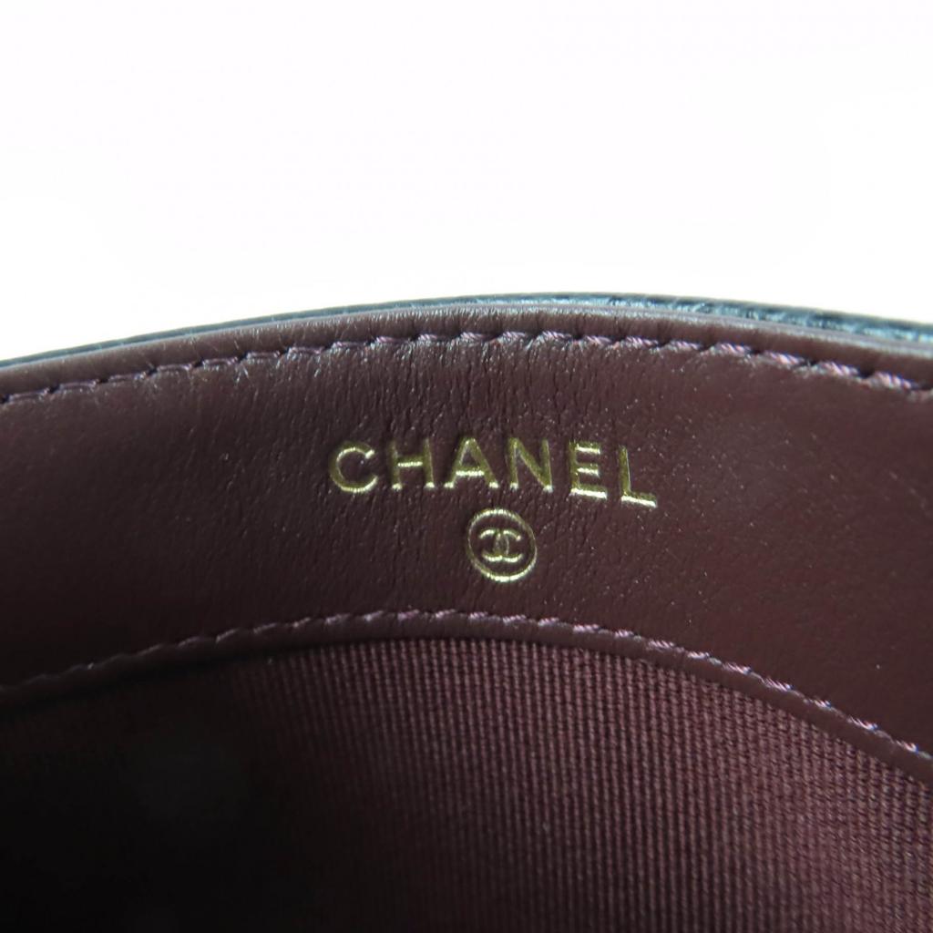 Excellent CHANEL Pass case COCO Mark Matelasse Card Case black Caviar skin Women Used