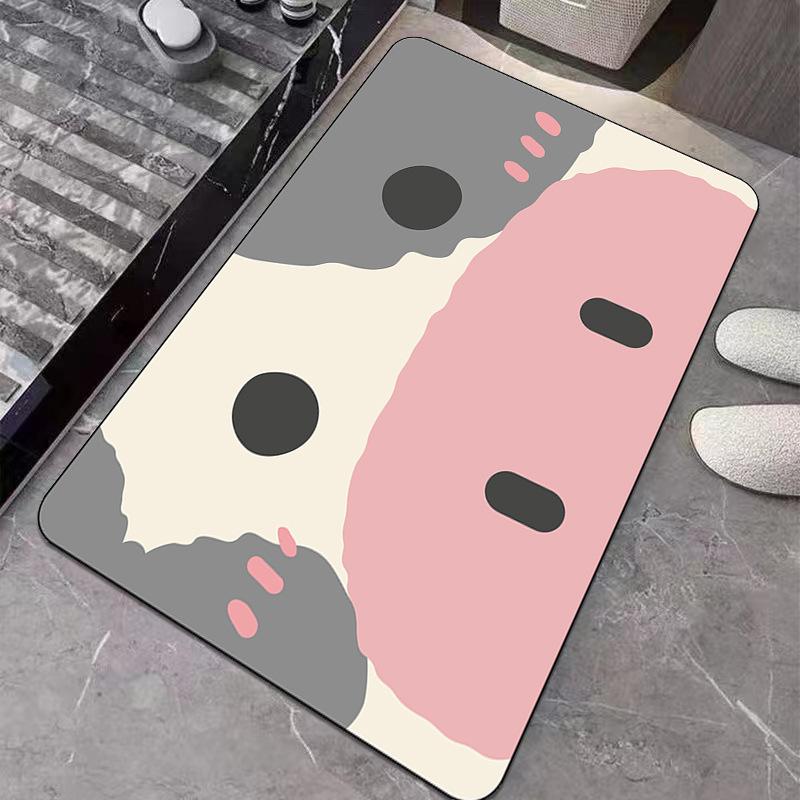 New Diatom Mud Mat Home Cartoon Carpet Toilet Moisture-wicking Foot Mat Easy To Clean Bathroom Mat Durable Durable