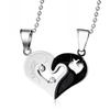 Korean Style Couple Heart-Shaped Diamond Pendant Necklace