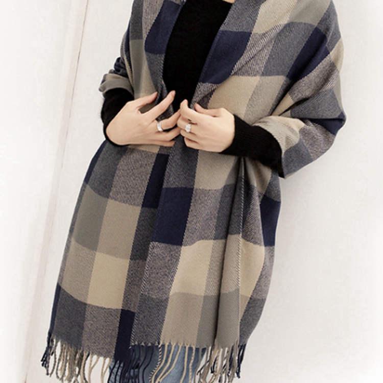 Autumn And Winter Warm Cashmere Fringed Student Plaid Scarf Women'S Winter Versatile Shawl
