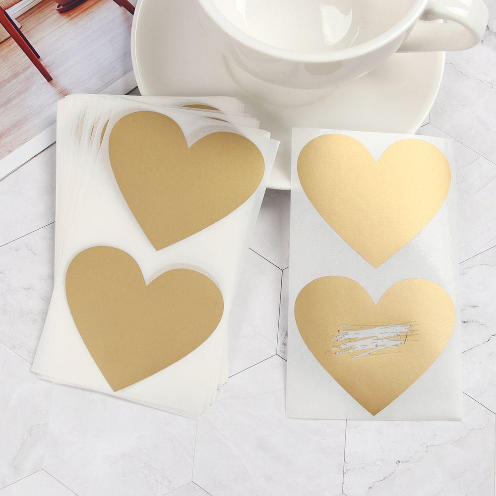 50Pcs Love Heart Pentagram Shape Scratch Card Coating Sticker DIY Postcard Self-adhesive Scratch Coating Stickers Message Card