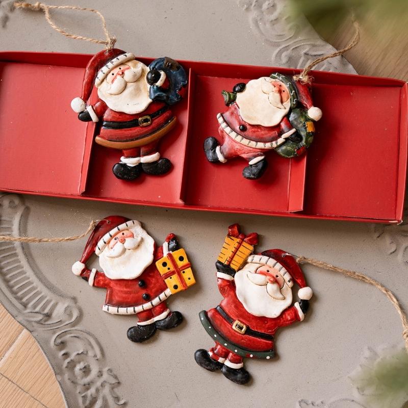 Miniature Resin Santa/Snowman Figures for Dollhouse Decorations Waterproof Holiday Ornaments with Realistic Color