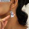 2D Flat Acrylic Cute Colorful Christmas Snowman Pendant Earrings Women's Christmas Jewelry Holiday Party Accessories