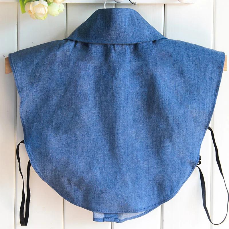 Fashion Denim V Neck Faux Cols Detachable Collar Lace Fake Collars for Women Shirt False Blouse Tie Lapel Shirt Accessories