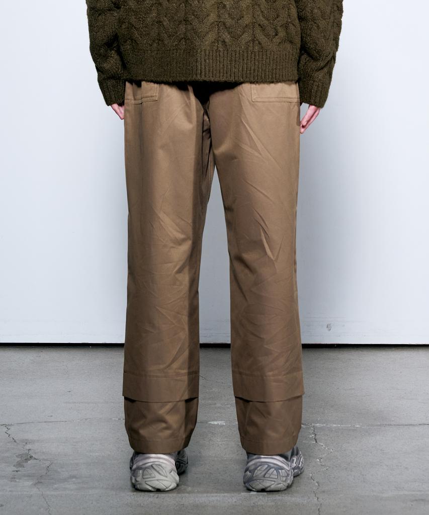 ZENSAI Curved Line Wide Pocket Pants Brown