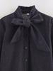 Women's Versatile Bow-Accent Long Sleeve Denim Shirt